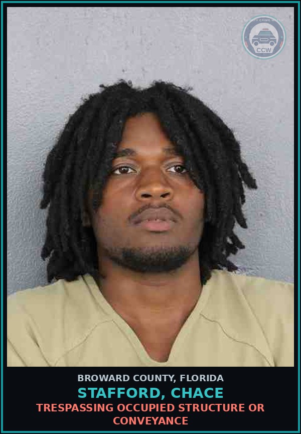 Booking mugshot of STAFFORD, CHACE in Broward County