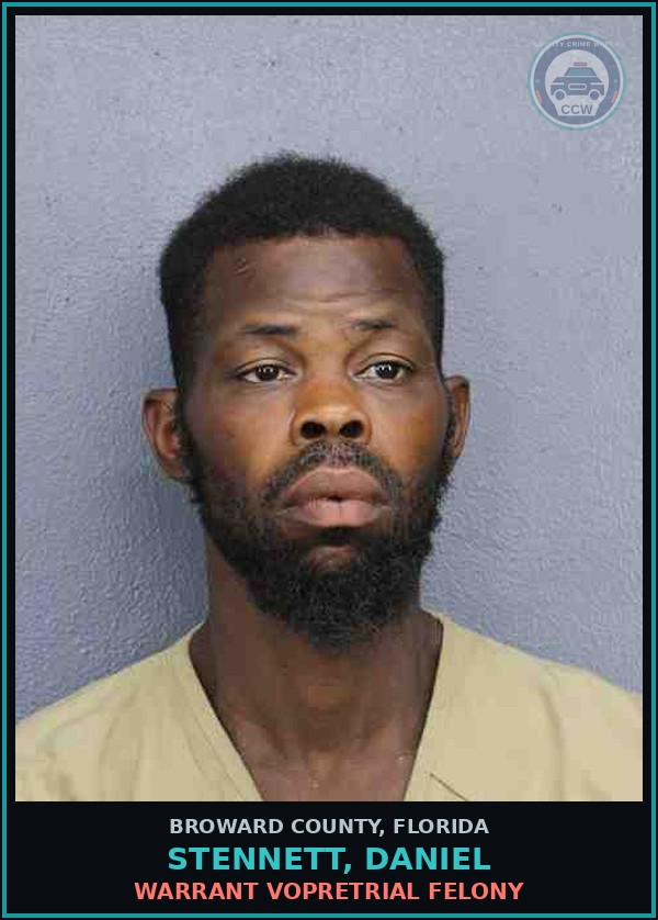 Booking mugshot of STENNETT, DANIEL in Broward County
