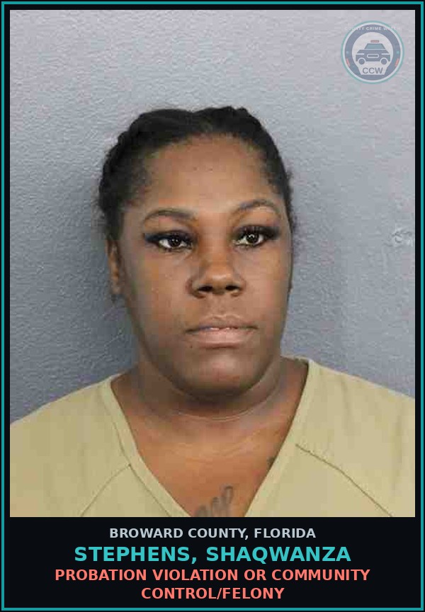 Booking mugshot of STEPHENS, SHAQWANZA in Broward County