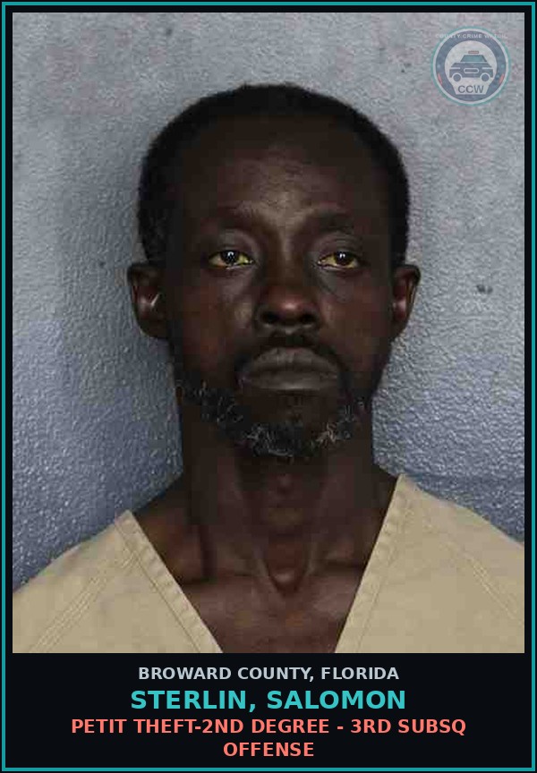 Booking mugshot of STERLIN, SALOMON in Broward County