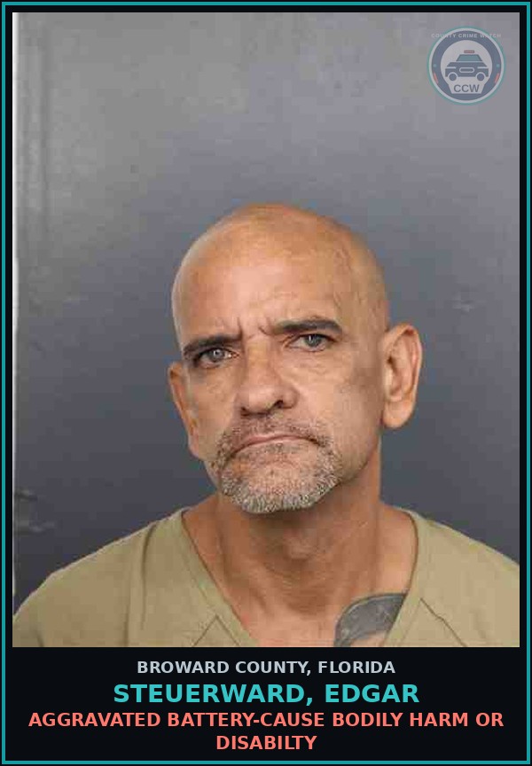 Booking mugshot of STEUERWARD, EDGAR in Broward County