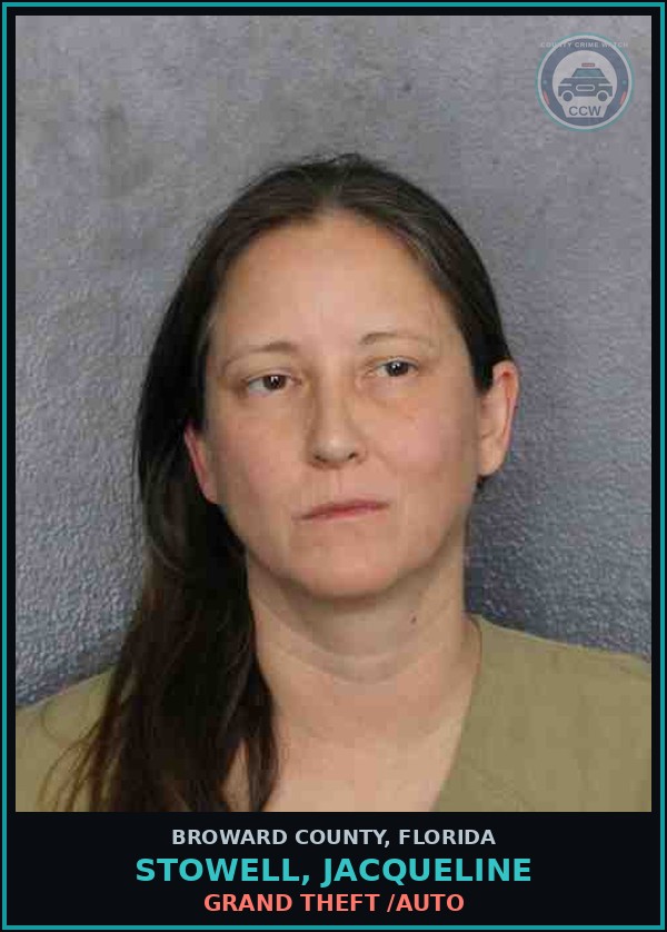 Booking mugshot of STOWELL, JACQUELINE in Broward County
