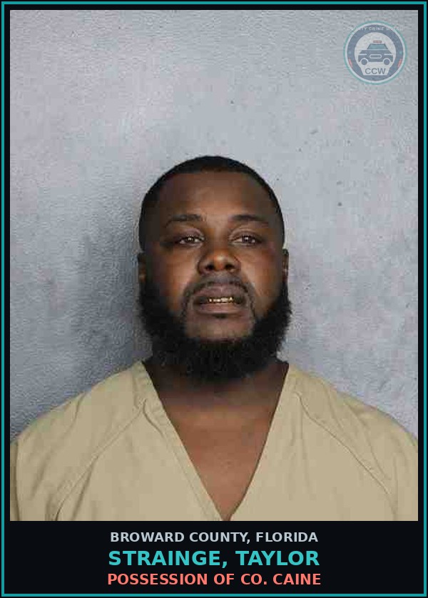 Booking mugshot of STRAINGE, TAYLOR in Broward County