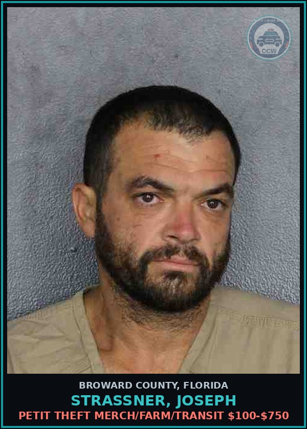 Booking mugshot of STRASSNER, JOSEPH in Broward County