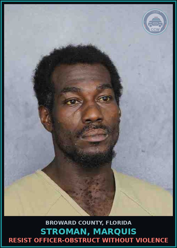 Booking mugshot of STROMAN, MARQUIS in Broward County