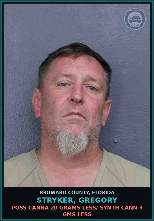 Booking mugshot of STRYKER, GREGORY in Broward County