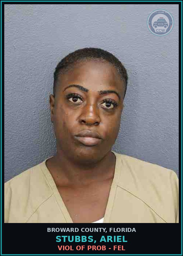 Booking mugshot of STUBBS, ARIEL in Broward County