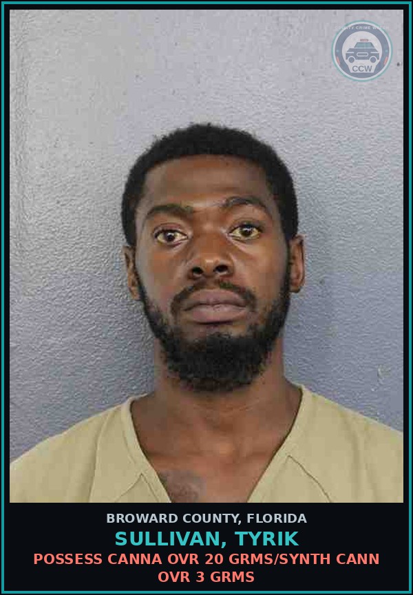 Booking mugshot of SULLIVAN, TYRIK in Broward County