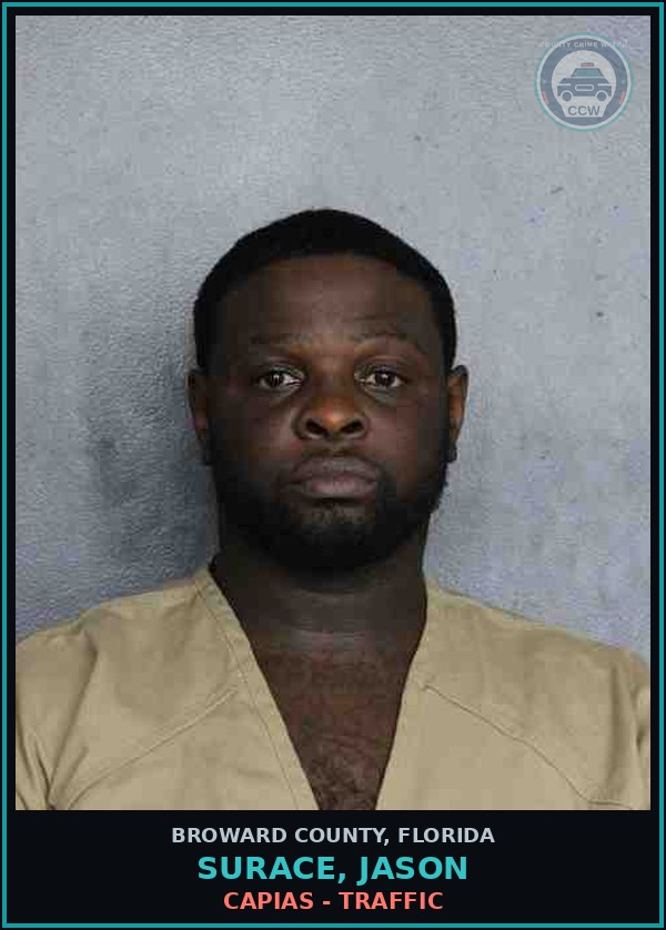 Booking mugshot of SURACE, JASON in Broward County