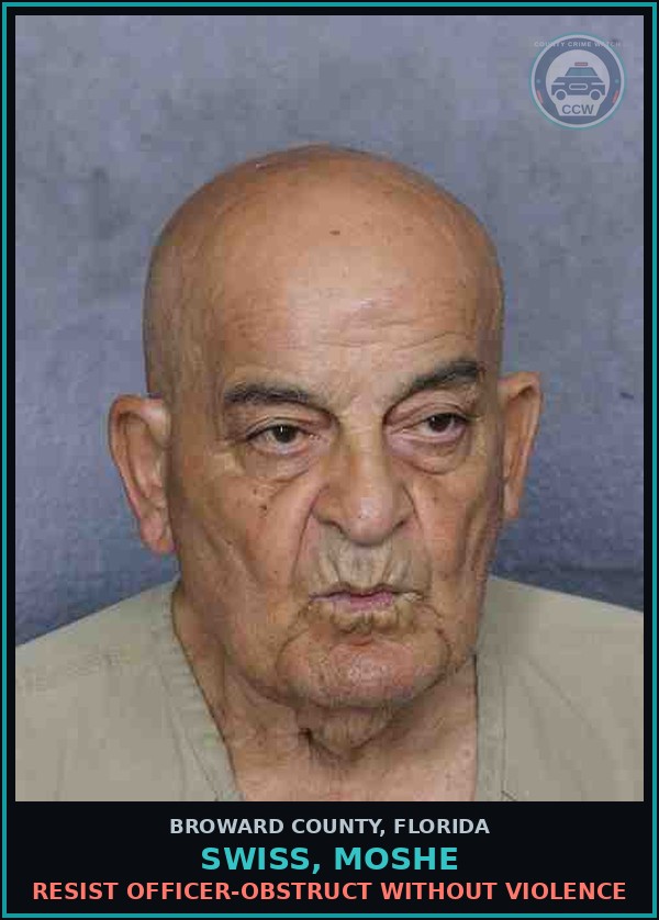Booking mugshot of SWISS, MOSHE in Broward County