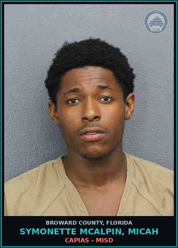 Booking mugshot of SYMONETTE MCALPIN, MICAH in Broward County