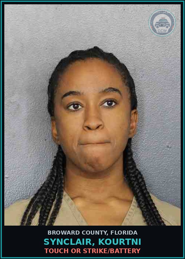 Booking mugshot of SYNCLAIR, KOURTNI in Broward County