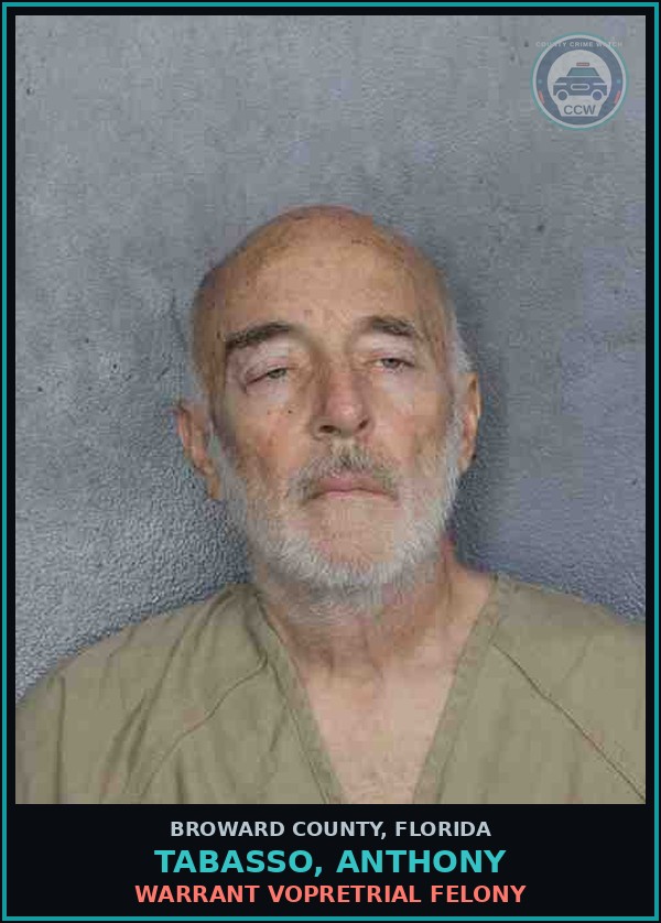Booking mugshot of TABASSO, ANTHONY in Broward County