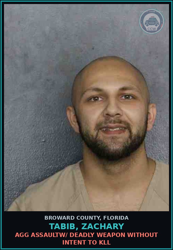 Booking mugshot of TABIB, ZACHARY in Broward County