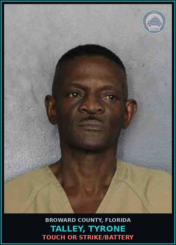 Booking mugshot of TALLEY, TYRONE in Broward County