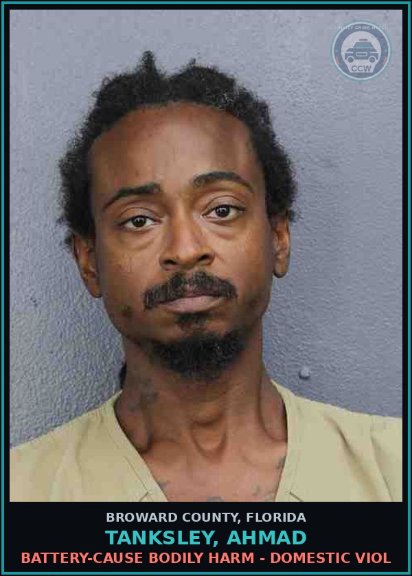 Booking mugshot of TANKSLEY, AHMAD in Broward County