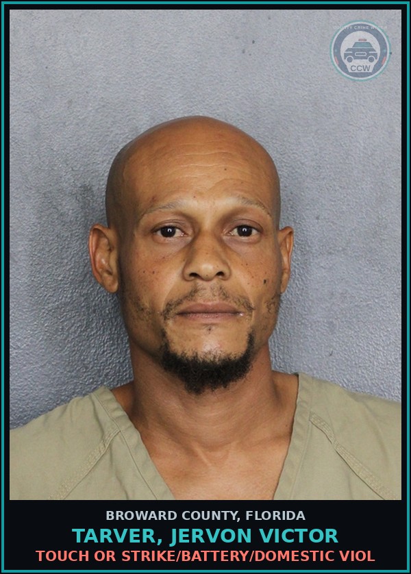 Booking mugshot of TARVER, JERVON VICTOR in Broward County