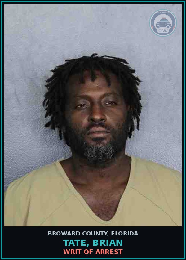 Booking mugshot of TATE, BRIAN in Broward County