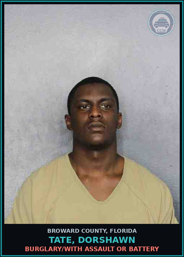 Booking mugshot of TATE, DORSHAWN in Broward County