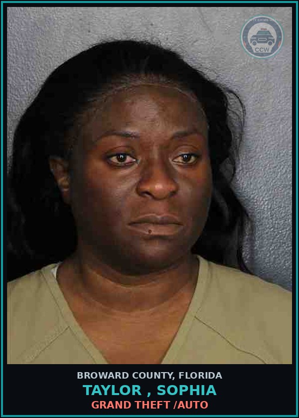 Booking mugshot of TAYLOR , SOPHIA in Broward County