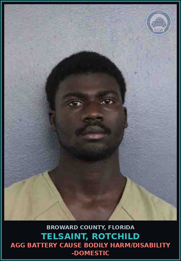 Booking mugshot of TELSAINT, ROTCHILD in Broward County