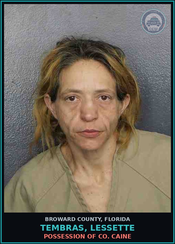 Booking mugshot of TEMBRAS, LESSETTE in Broward County