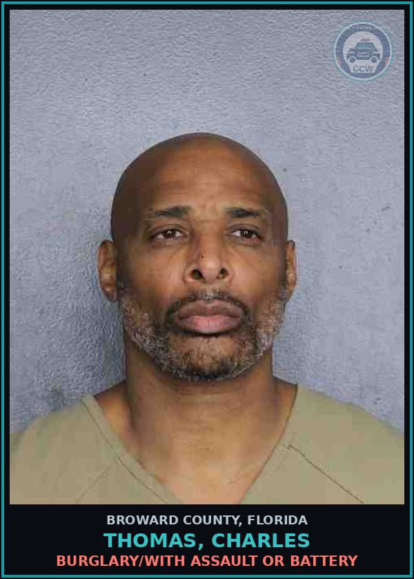 Booking mugshot of THOMAS, CHARLES in Broward County