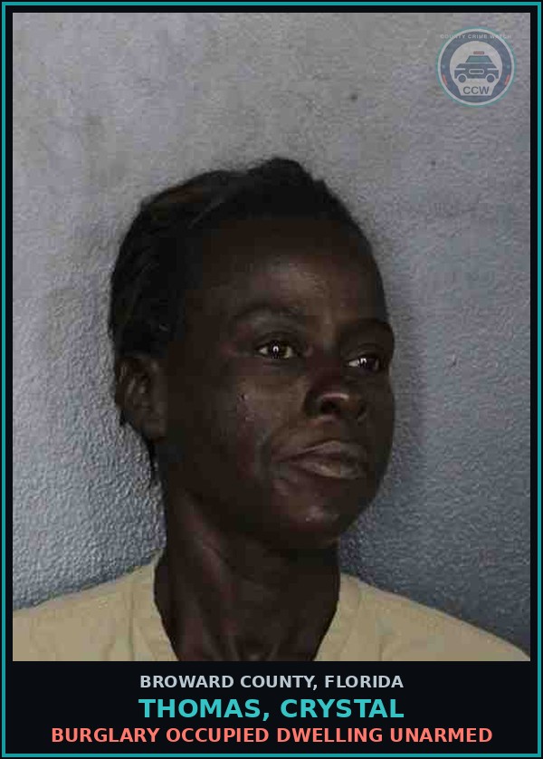 Booking mugshot of THOMAS, CRYSTAL in Broward County
