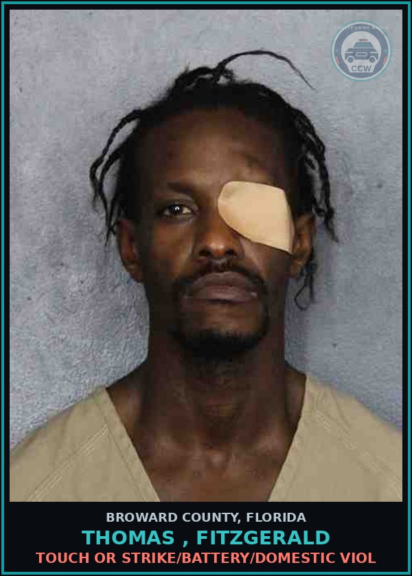Booking mugshot of THOMAS , FITZGERALD in Broward County