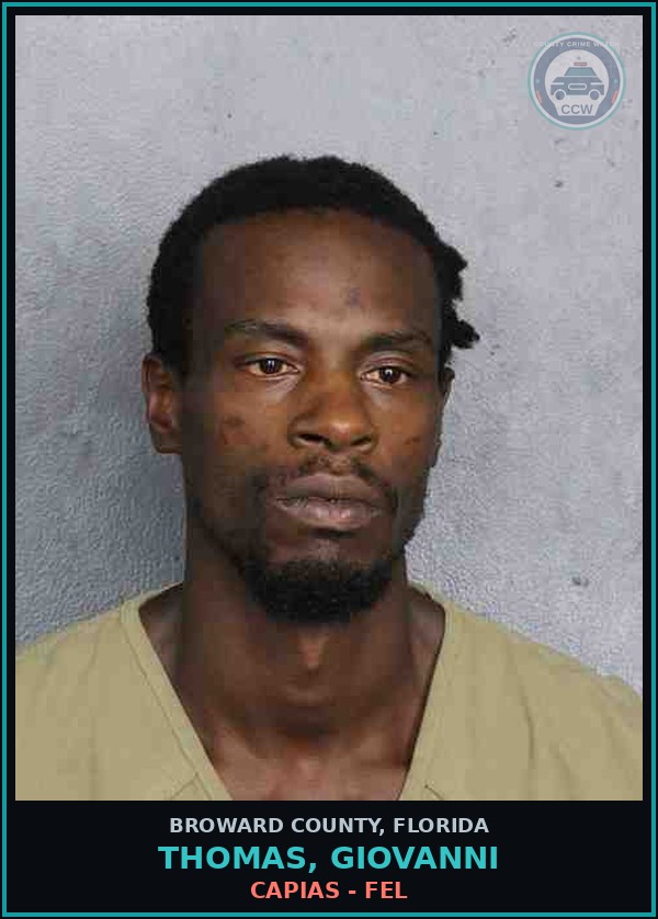 Booking mugshot of THOMAS, GIOVANNI in Broward County