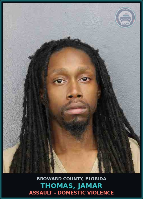 Booking mugshot of THOMAS, JAMAR in Broward County