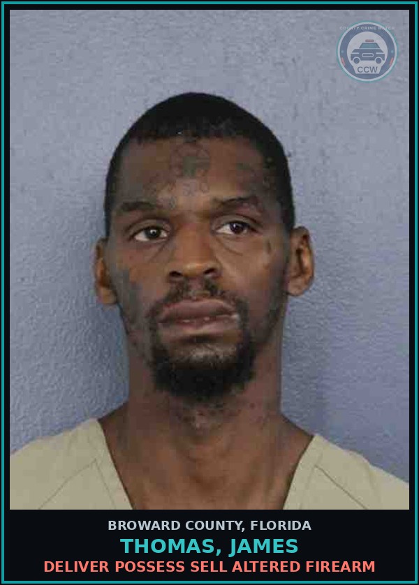 Booking mugshot of THOMAS, JAMES in Broward County