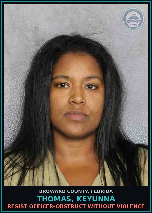 Booking mugshot of THOMAS, KEYUNNA in Broward County
