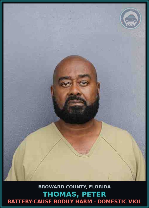 Booking mugshot of THOMAS, PETER in Broward County