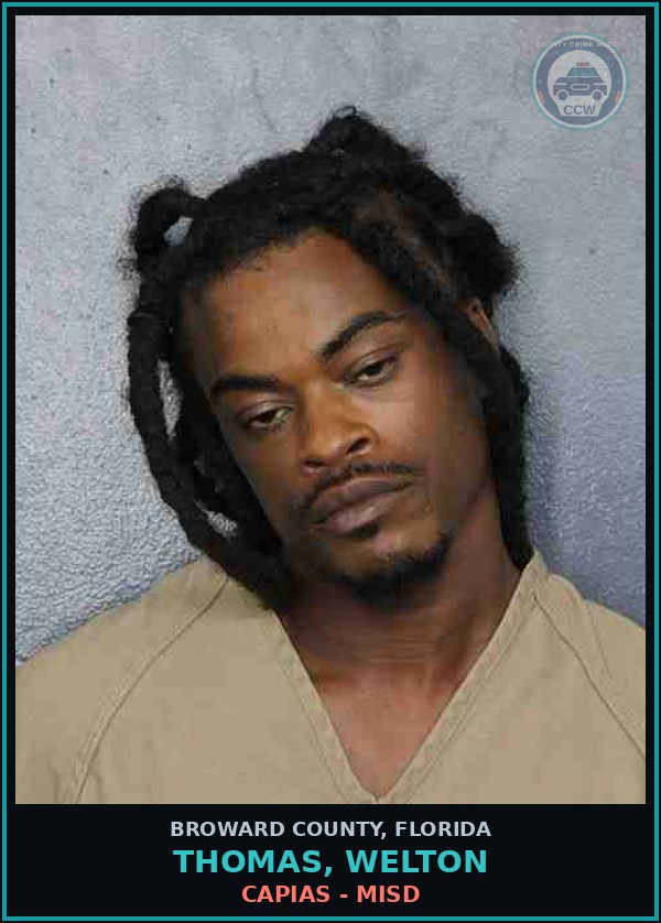Booking mugshot of THOMAS, WELTON in Broward County