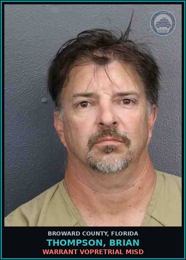 Booking mugshot of THOMPSON, BRIAN in Broward County