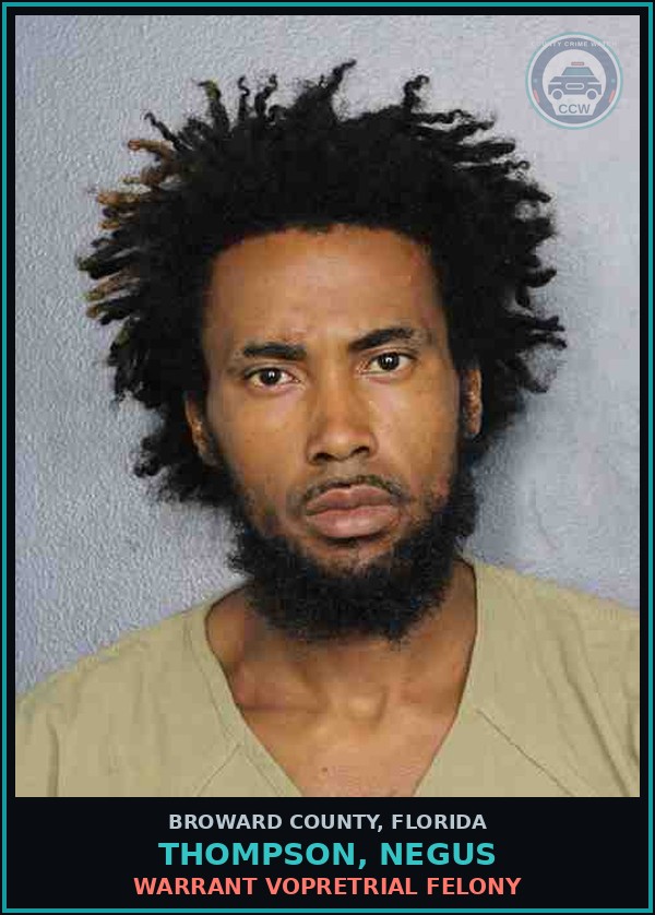 Booking mugshot of THOMPSON, NEGUS in Broward County