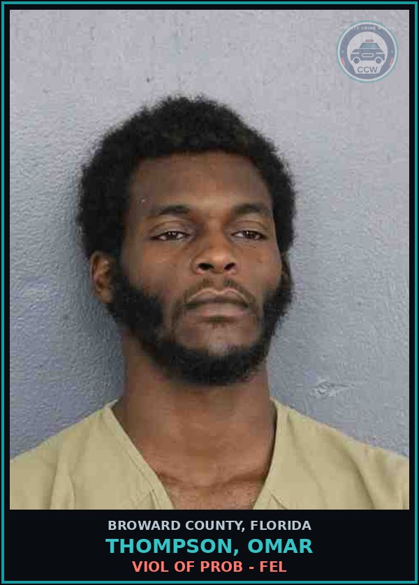 Booking mugshot of THOMPSON, OMAR in Broward County
