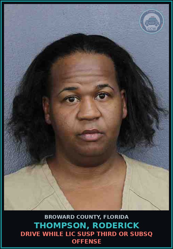 Booking mugshot of THOMPSON, RODERICK in Broward County