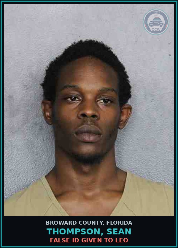 Booking mugshot of THOMPSON, SEAN in Broward County