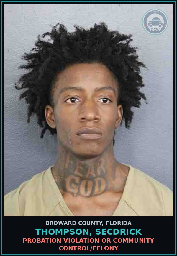 Booking mugshot of THOMPSON, SECDRICK in Broward County