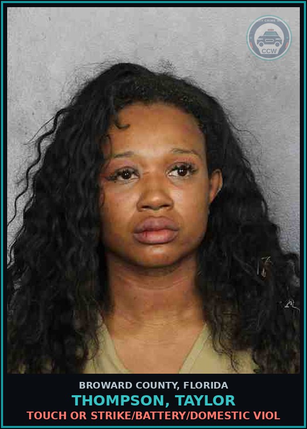 Booking mugshot of THOMPSON, TAYLOR in Broward County