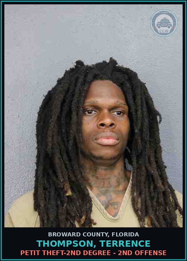 Booking mugshot of THOMPSON, TERRENCE in Broward County