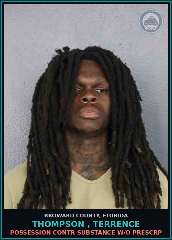 Booking mugshot of THOMPSON , TERRENCE in Broward County