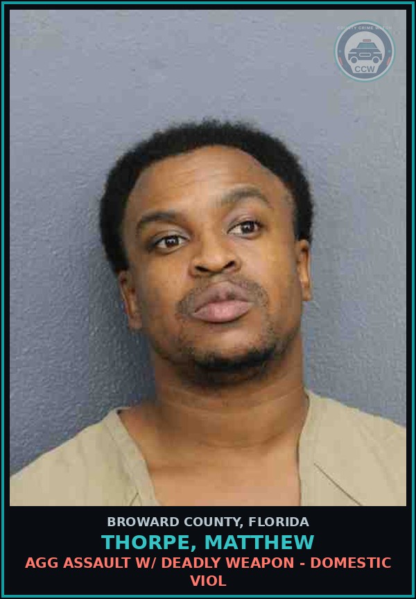 Booking mugshot of THORPE, MATTHEW in Broward County