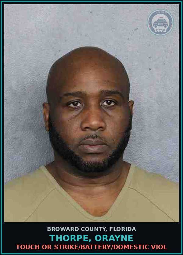 Booking mugshot of THORPE, ORAYNE in Broward County