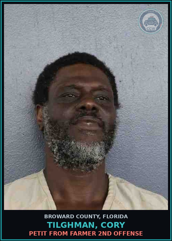 Booking mugshot of TILGHMAN, CORY in Broward County