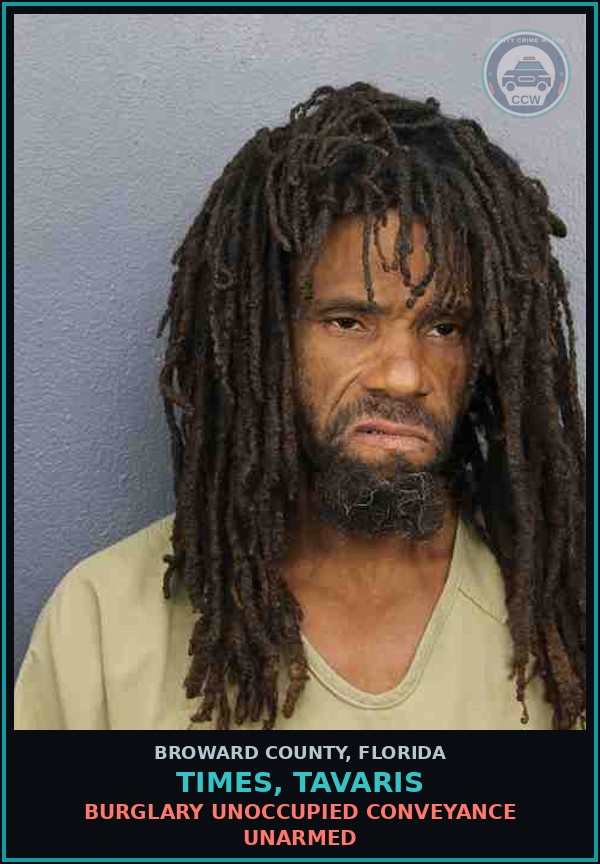 Booking mugshot of TIMES, TAVARIS in Broward County