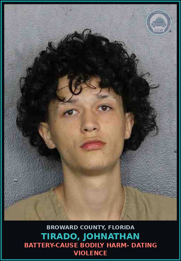 Booking mugshot of TIRADO, JOHNATHAN in Broward County