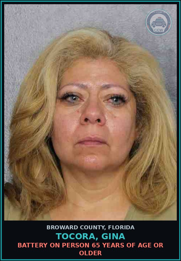 Booking mugshot of TOCORA, GINA in Broward County